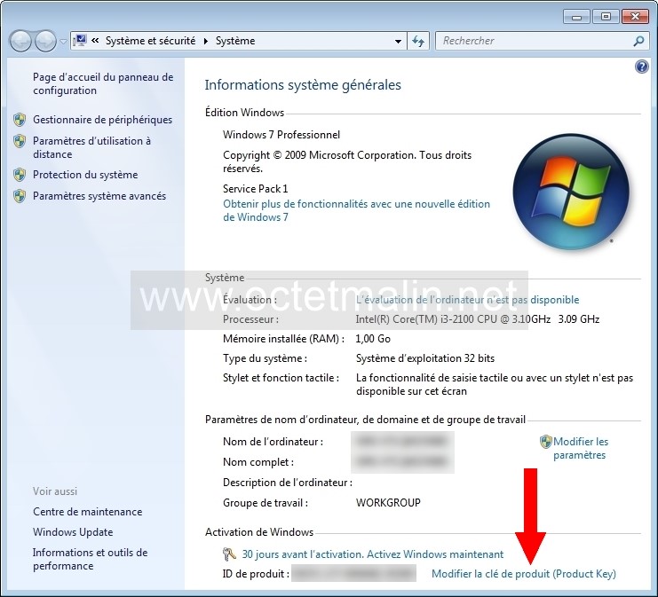 cle licence windows 7